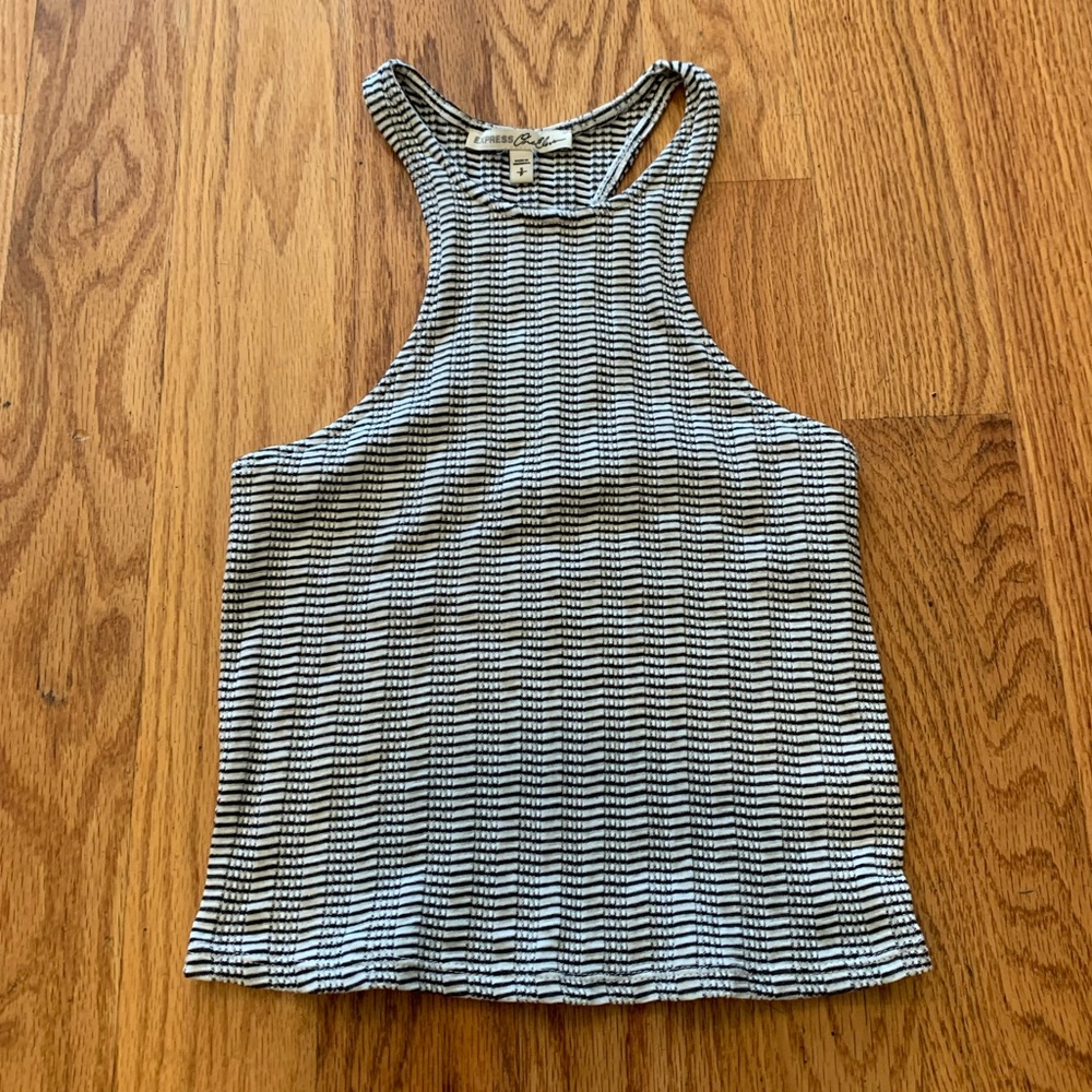 Express Black/White Striped Halter Top - Size S